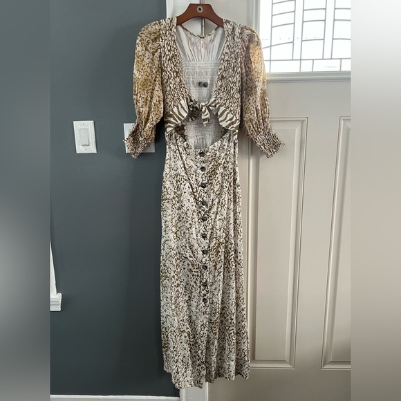 NWOT Free People Gold and Cream Maxi Dress - Picture 7 of 7